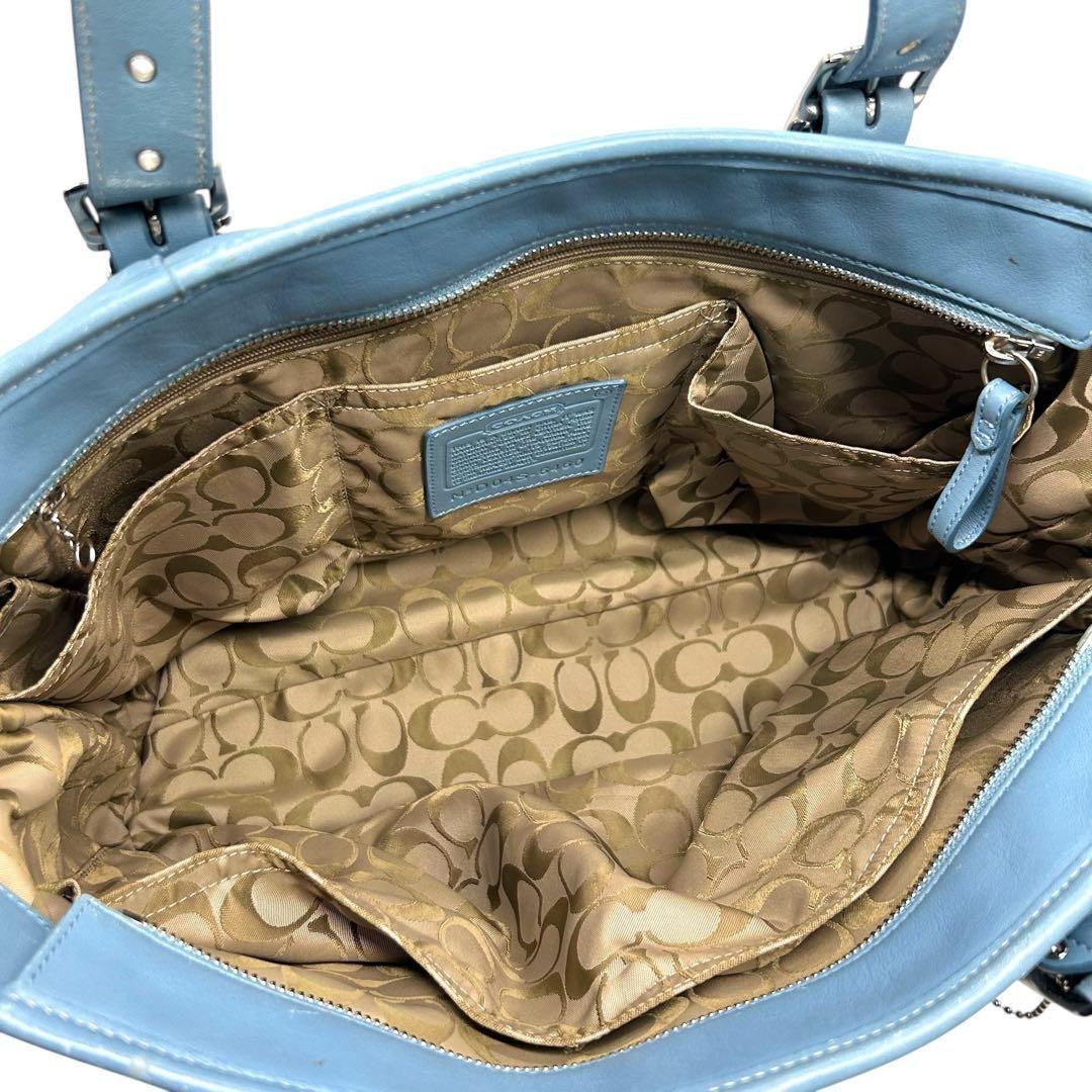 1215 Coach トートバッグ ビジネスバッグ レザー ブルー A4