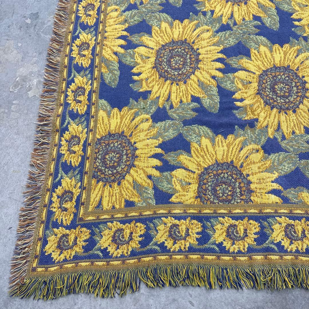 ひまわり　向日葵　マルチカバー　ソファーカバー　ヴィンテージラグ　186x123
