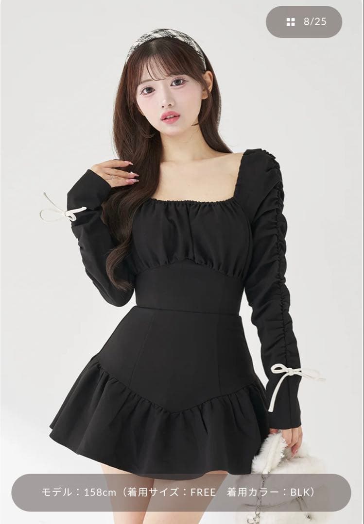 Darich スクエアネックギャザーミニワンピース FL