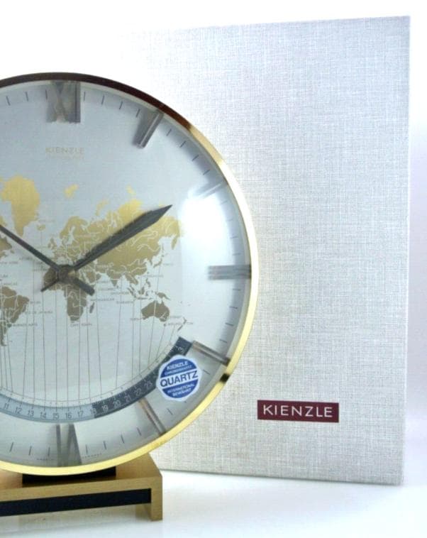 希少美品Kienzle ワールドタイム置時計 ビッグサイズゴールド未使用