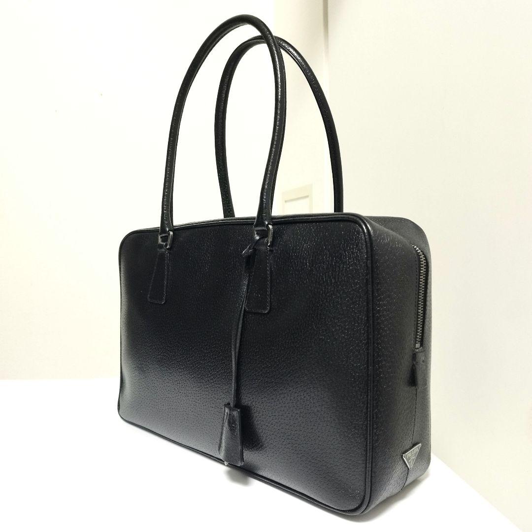 美品☆　プラダ　サイドロゴプレート　ビジネスバッグ　ブリーフケース　オールレザー