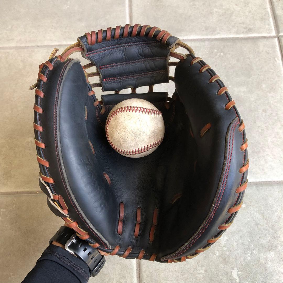 ジームス 硬式 キャッチャーミット 高校野球対応　黒 茶紐