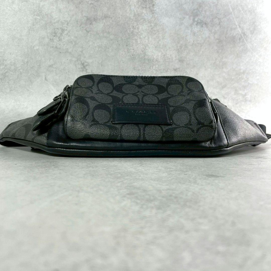 極美品 コーチ トラック ボディバッグ ベルトバッグ レザー PVC ロゴ 黒