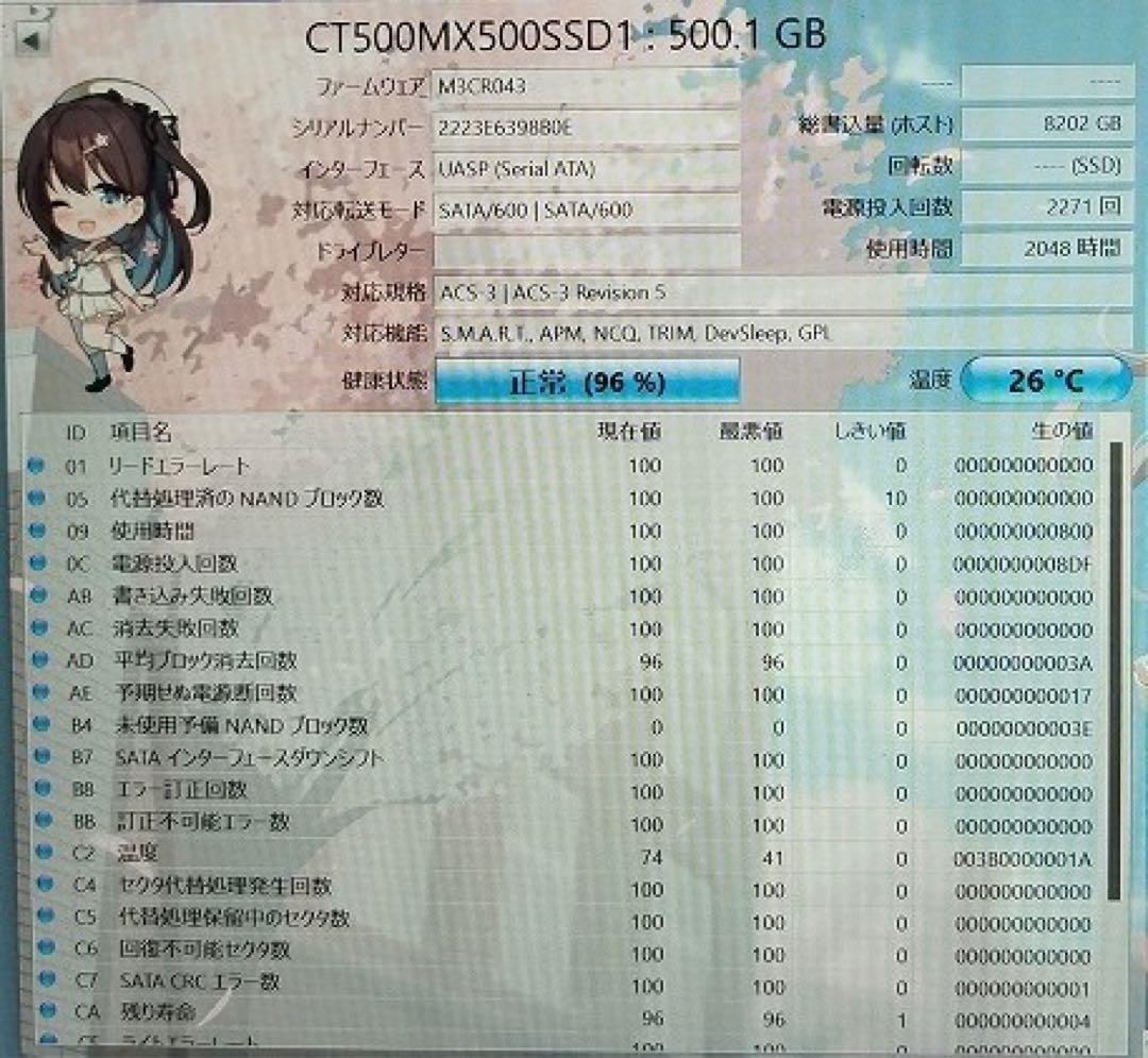 500GB 4枚セット Crucial MX500 SSD 2.5インチ