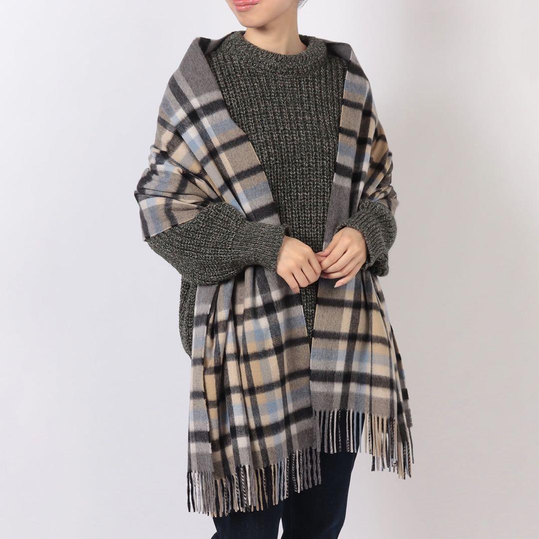 定価6.8万 Joshua Ellis カシミヤストール モダンツイードチェック