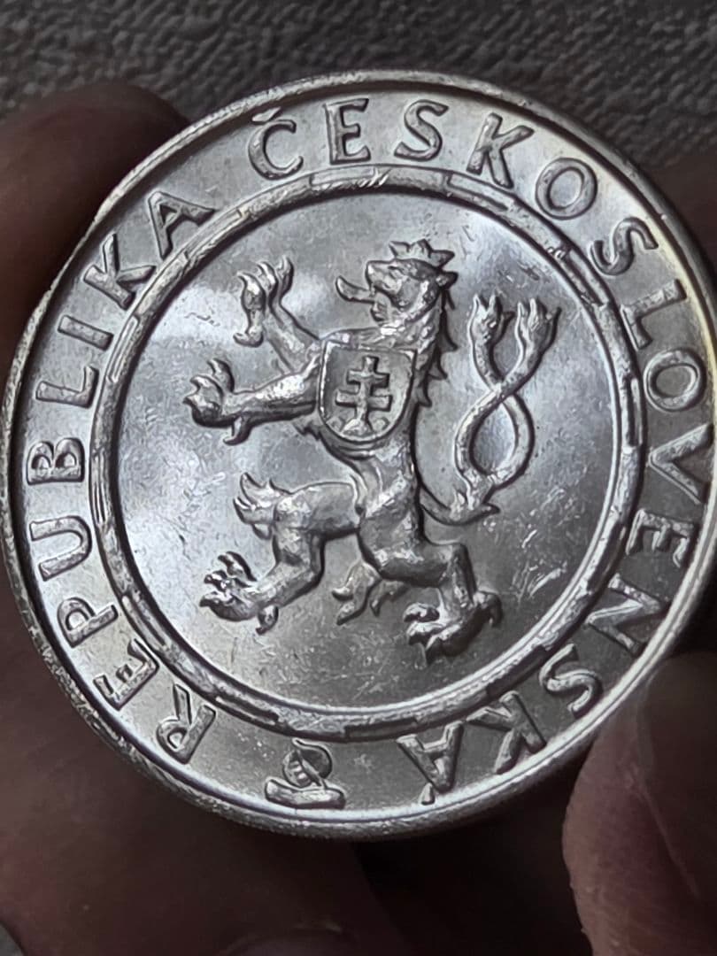 (稀少) チェコスロバキア人民共和国　解放10周年記念　100コルン銀貨1955