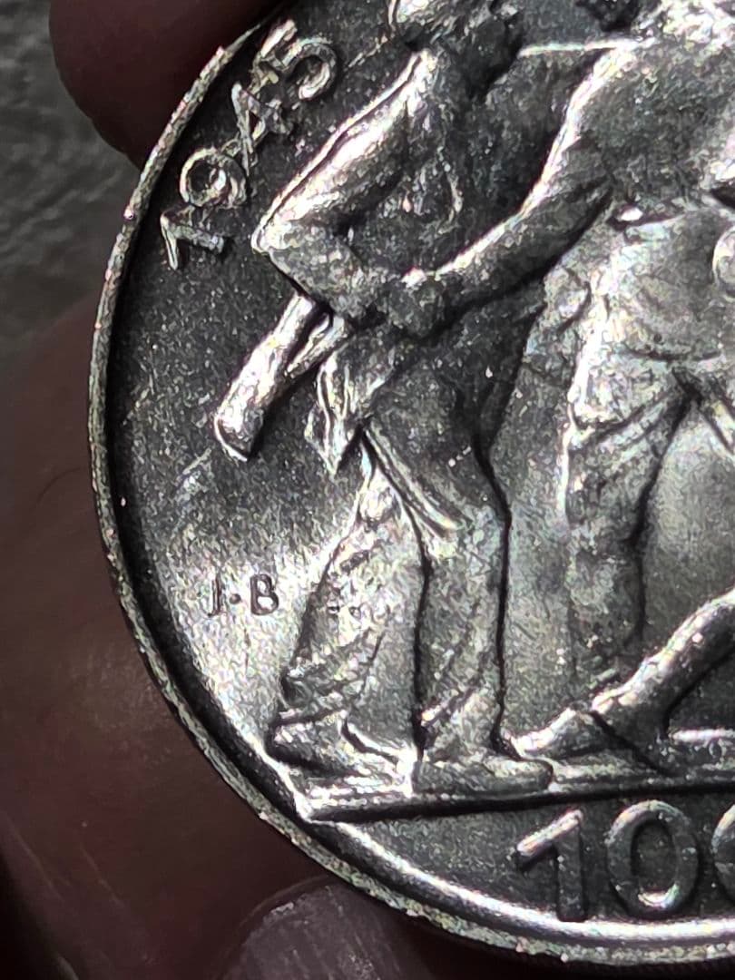 (稀少) チェコスロバキア人民共和国　解放10周年記念　100コルン銀貨1955