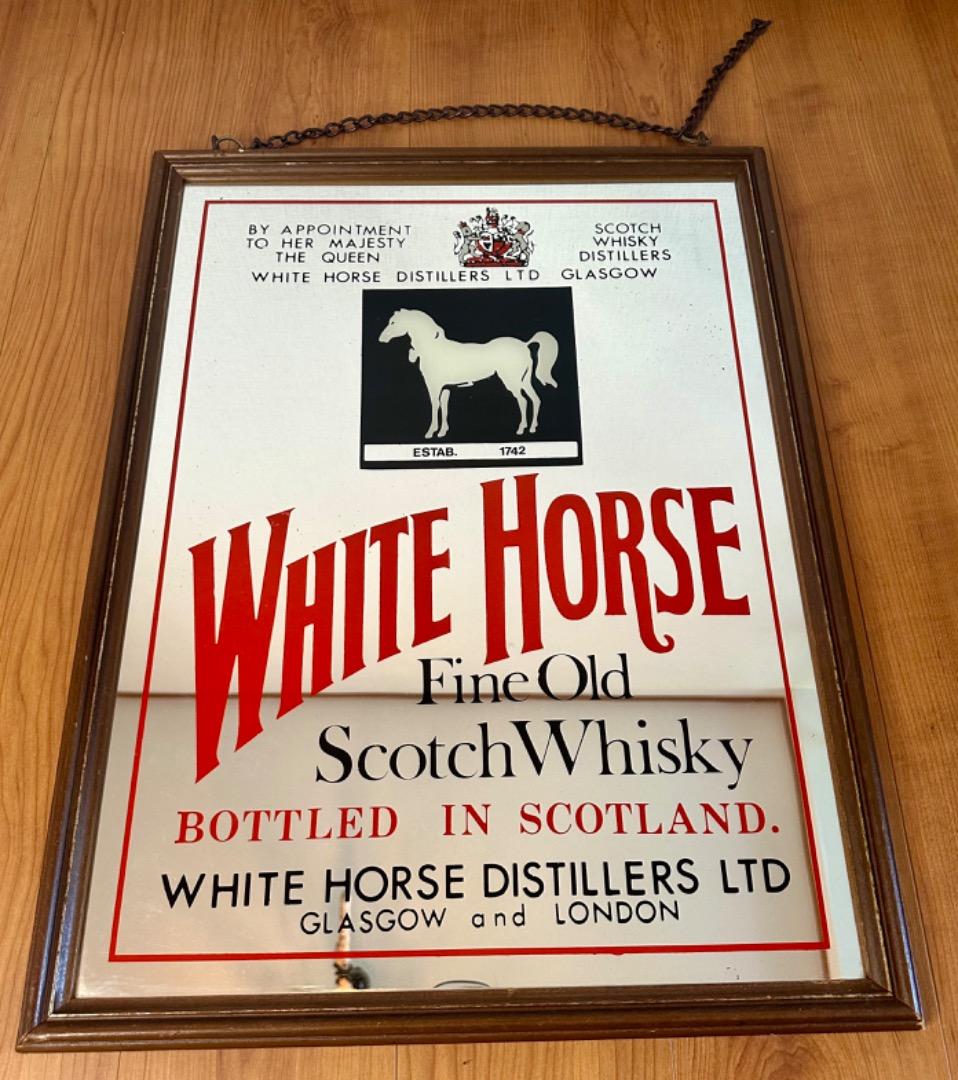 ビンテージ パブミラー WHITE HORS スコッチウィスキー イギリス