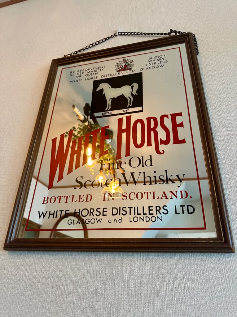 ビンテージ パブミラー WHITE HORS スコッチウィスキー イギリス