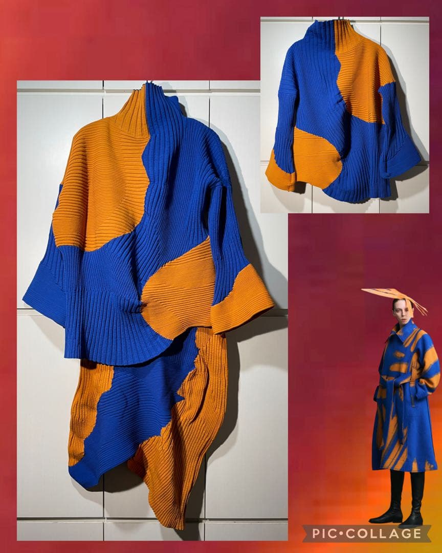 ISSEY MIYAKE 変形ニット トップス 青 イッセイミヤケ