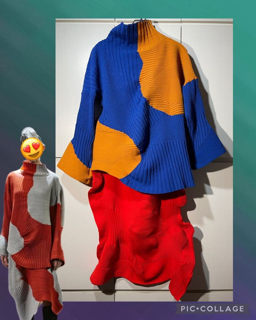 ISSEY MIYAKE 変形ニット トップス 青 イッセイミヤケ