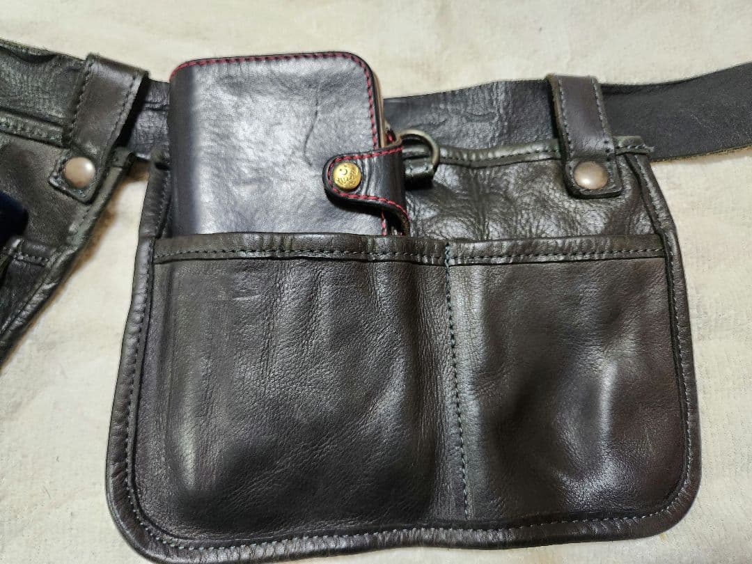 【mayumi hasegawa】本革ポケット付きベルト、シザーケース