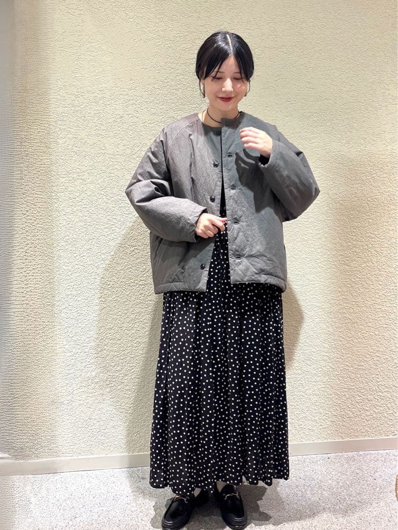かぐれ　Quilted short coat チャコール
