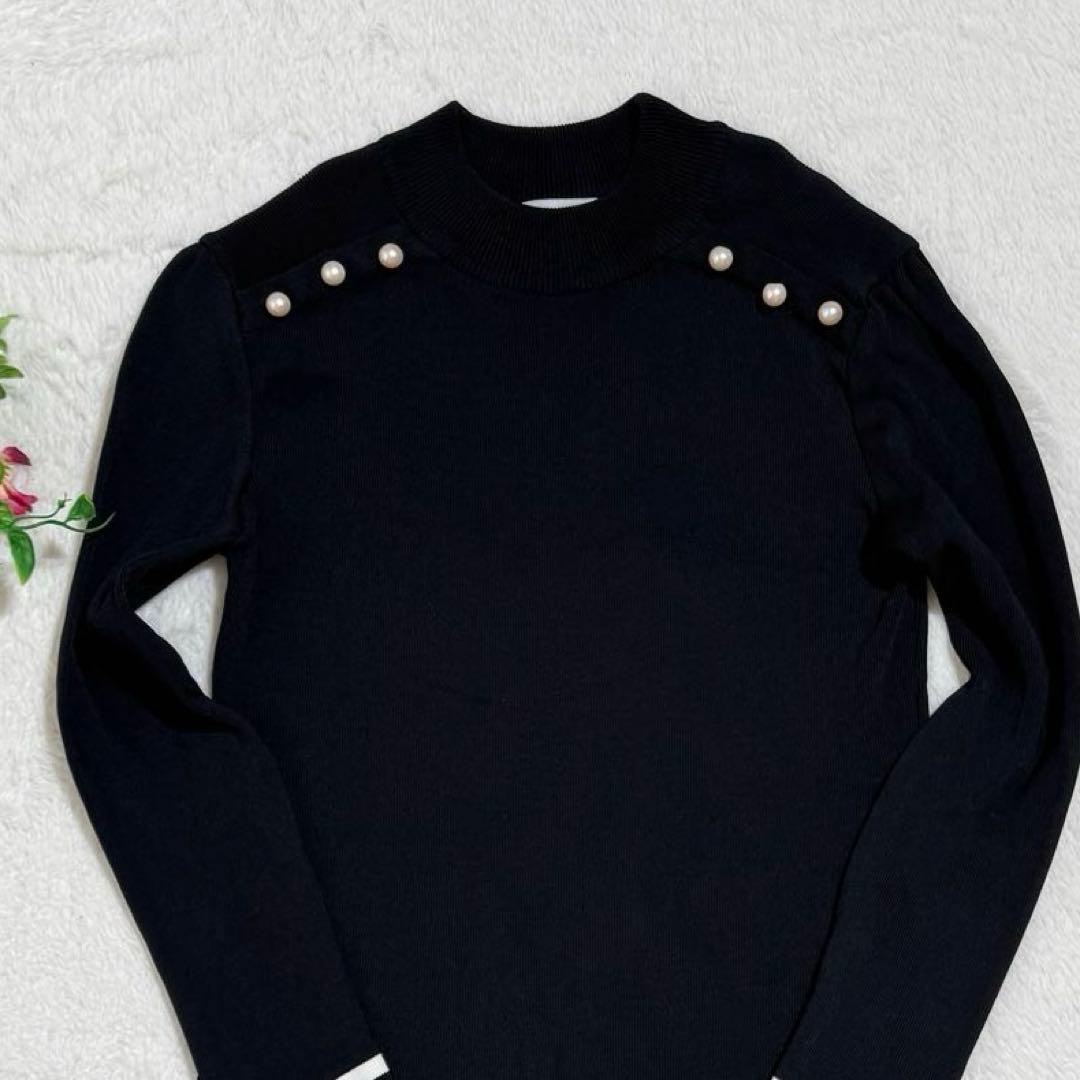 ボーダーズアットバルコニー　パール ニット　黒　36　S　現行タグ　近年