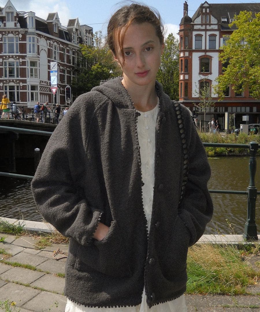 【PESTO】フードパーカー付きブークレカーディガン