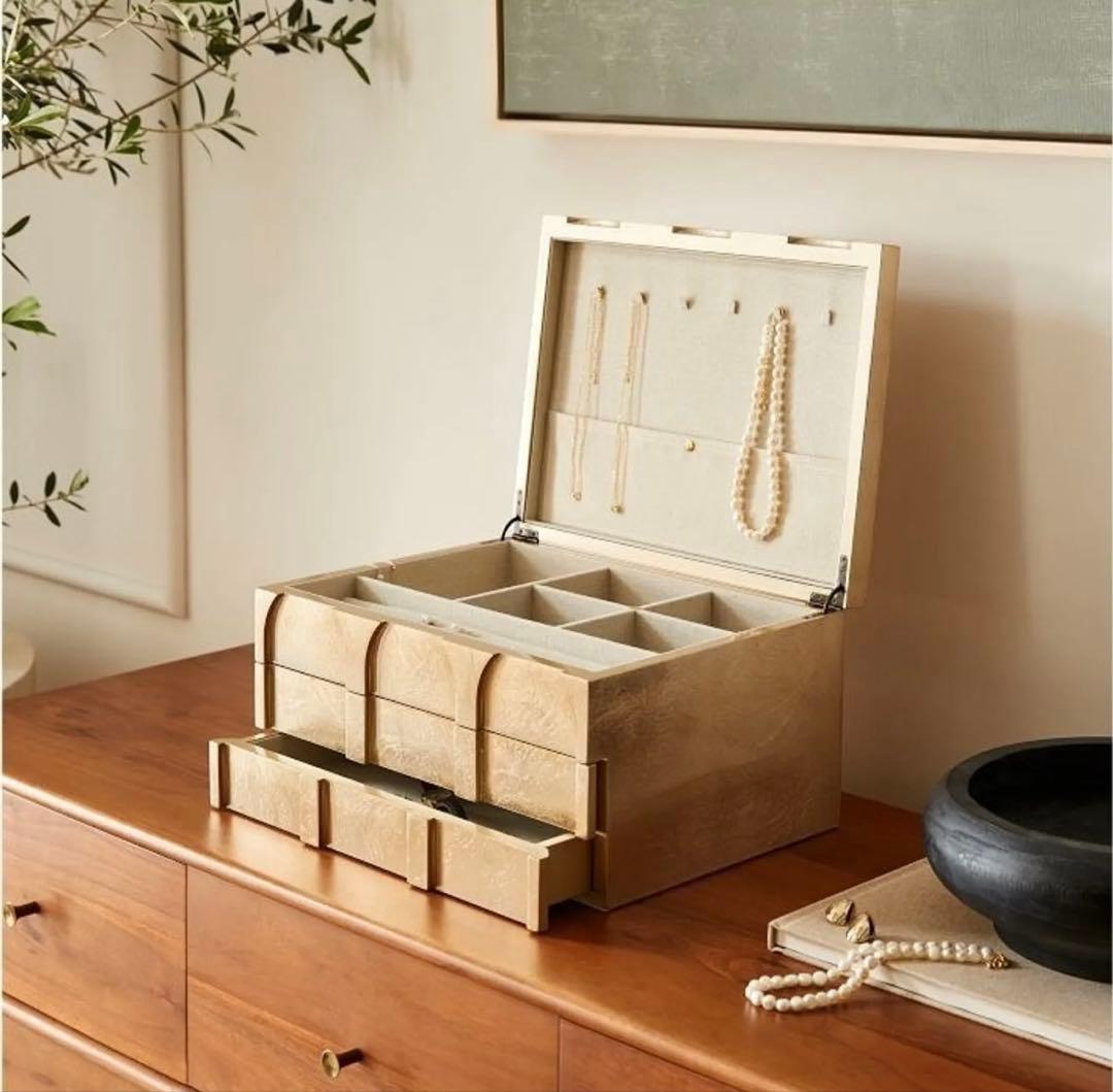 west elm 木製 ウッド ゴールド アクセサリージュエリーケース