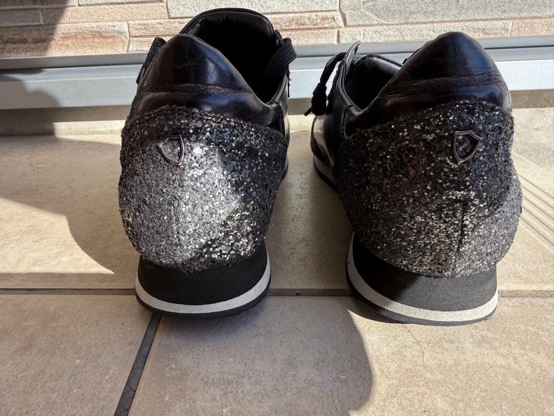 フィリップモデル　ブラックレザースニーカー