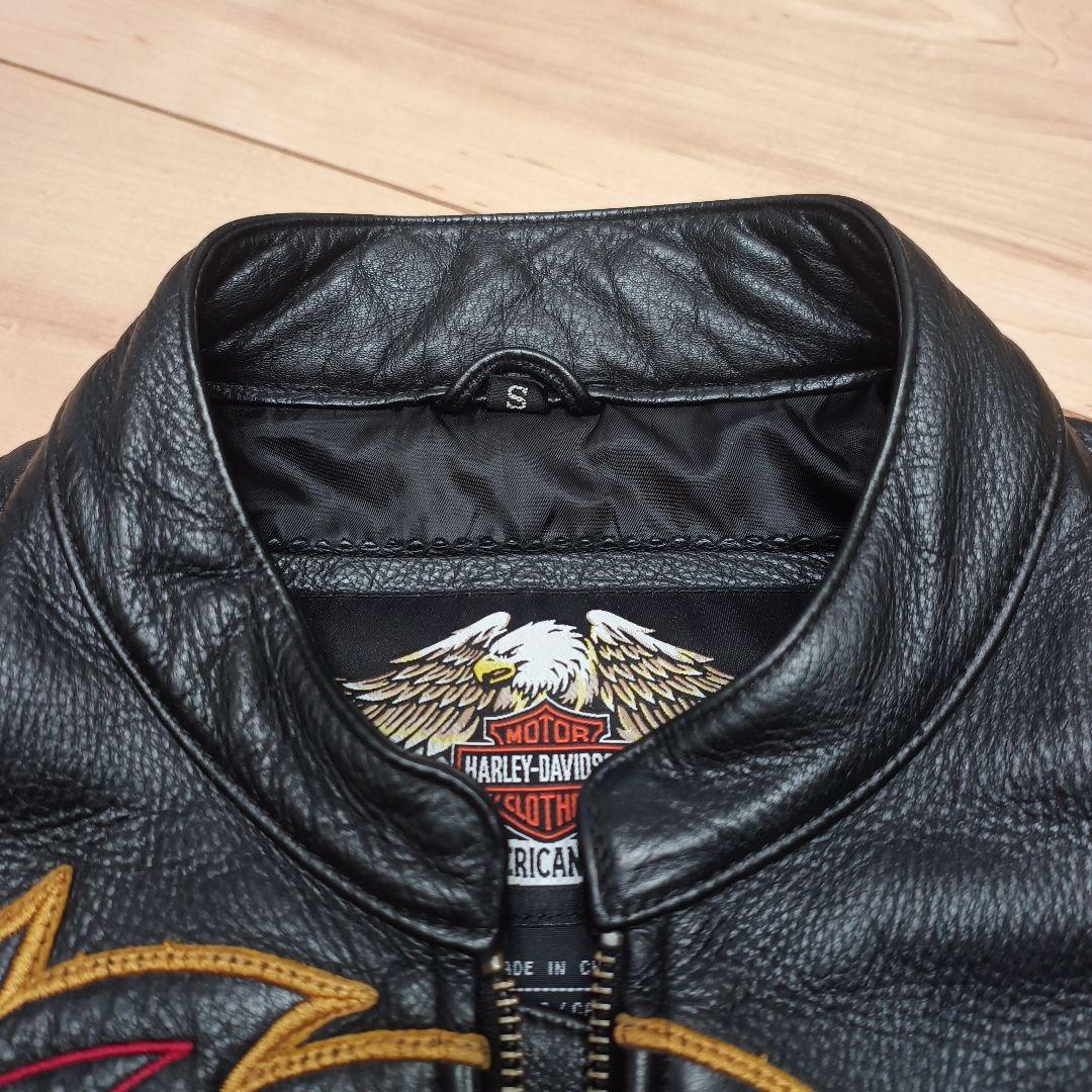 Harley Davidson シングルライダースジャケット S 黒/黄