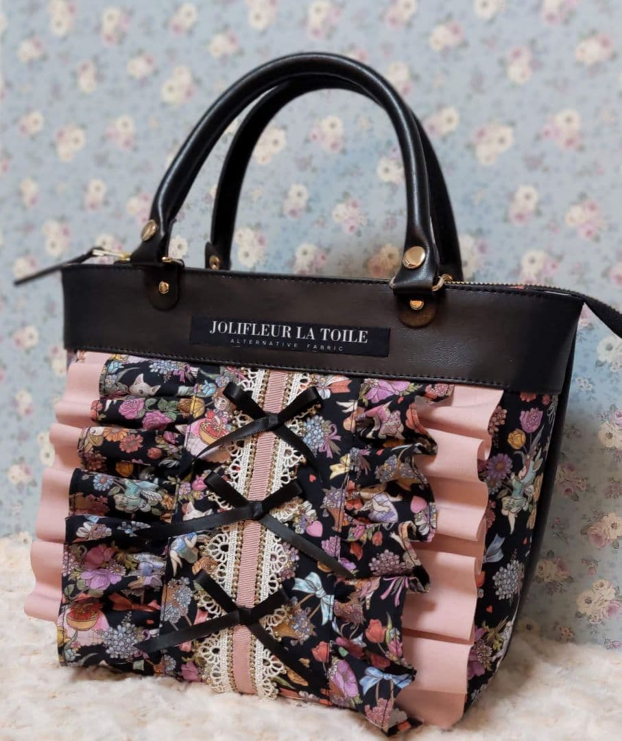 美*ち様 ジョリーフルール　フラップファスナートート　マイリトルテイラー　ブラッ