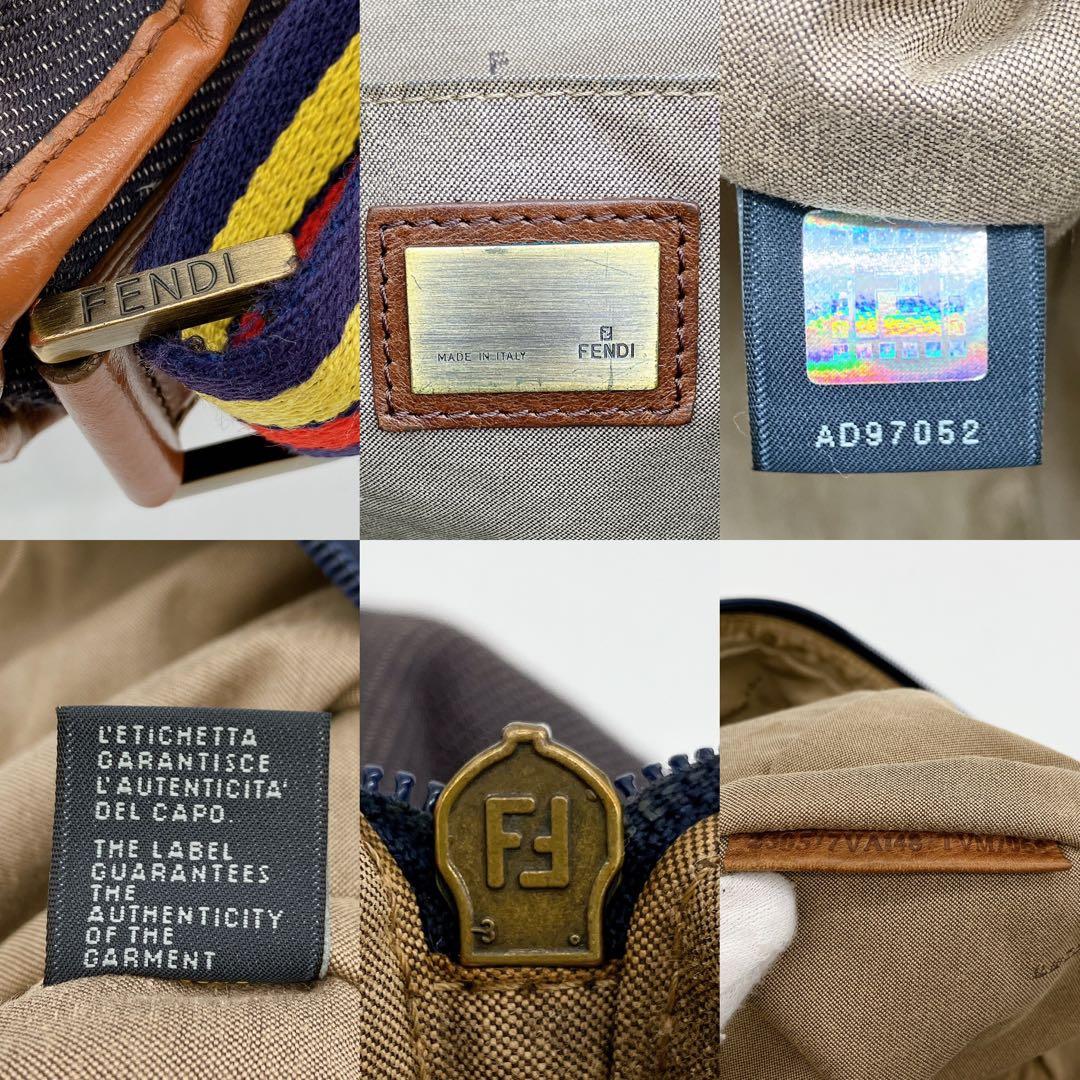 【FENDI】メッセンジャーバッグ　デニム　ロゴ　ブルー系
