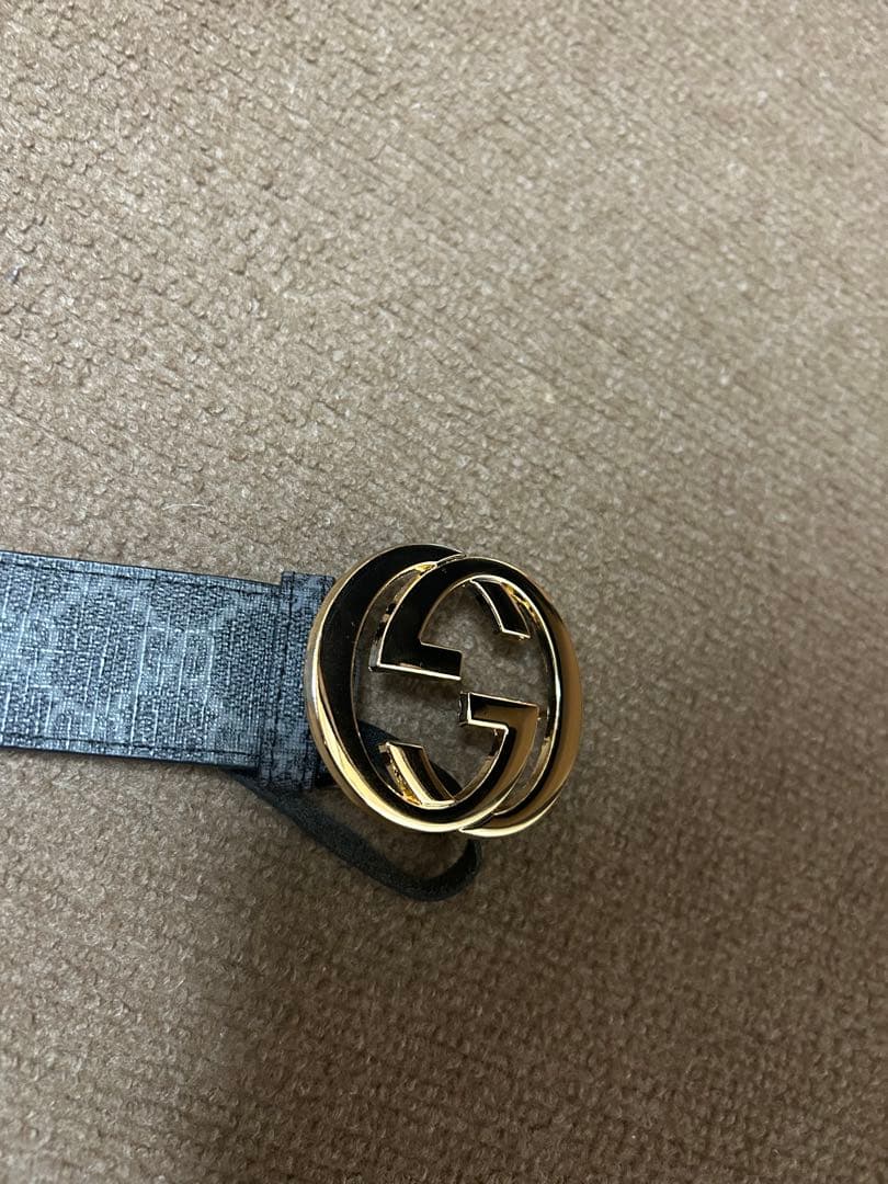 GUCCI GGパターン ベルト グレー ゴールドバックル