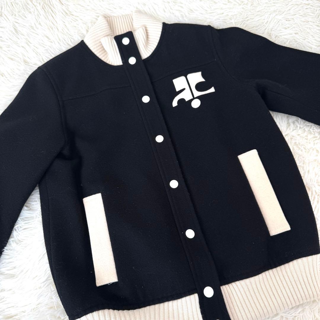 【希少】クレージュ　スタジャン　ブルゾン　ブラック　レディース　38 Y2K