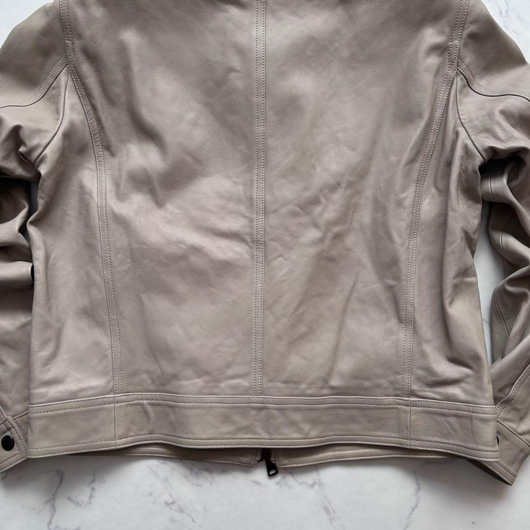 EMMETI JURI 羊革 シングルライダース ジャケット ベージュ 50