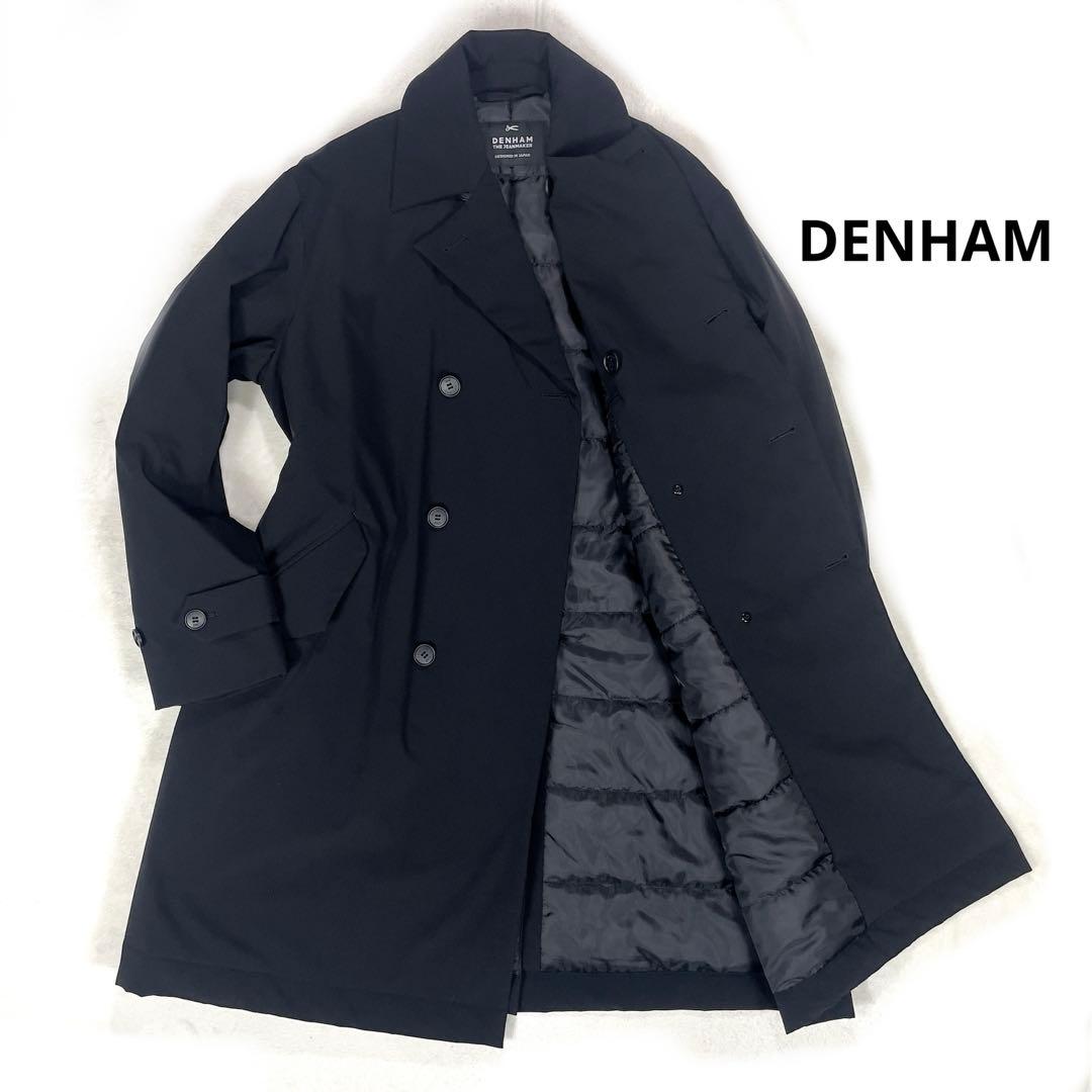 極美品 デンハム 中綿ダウン ダブルブレスト ナイロン スペクターコート M 黒
