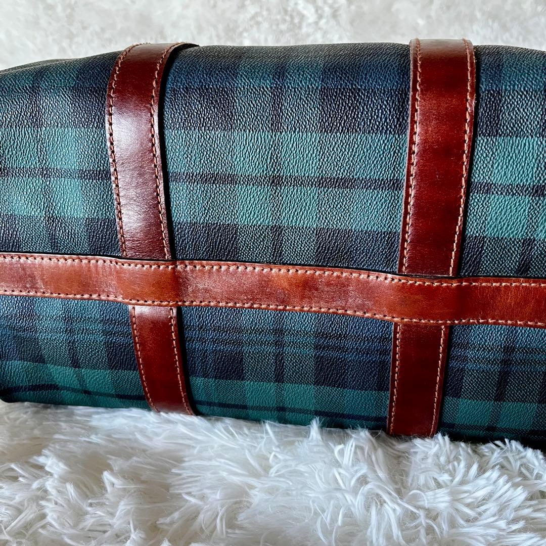 ✨美品✨ポロラルローレン ミニボストン バッグ　PVCレザー ブラックウォッチ