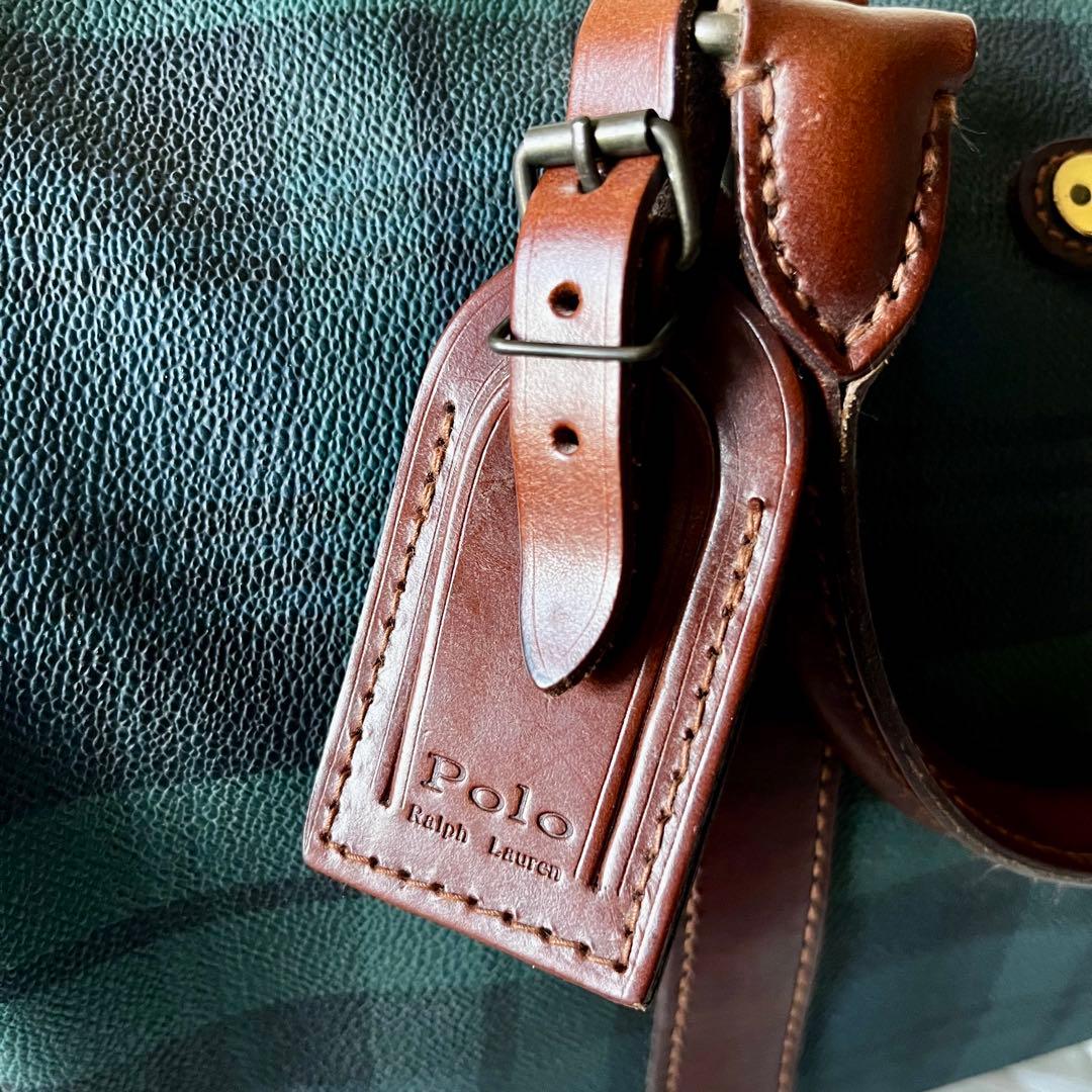 ✨美品✨ポロラルローレン ミニボストン バッグ　PVCレザー ブラックウォッチ