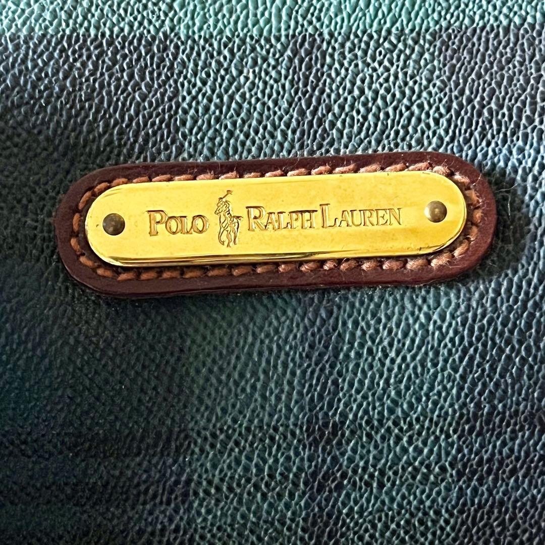 ✨美品✨ポロラルローレン ミニボストン バッグ　PVCレザー ブラックウォッチ