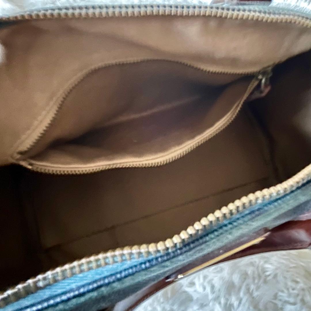 ✨美品✨ポロラルローレン ミニボストン バッグ　PVCレザー ブラックウォッチ