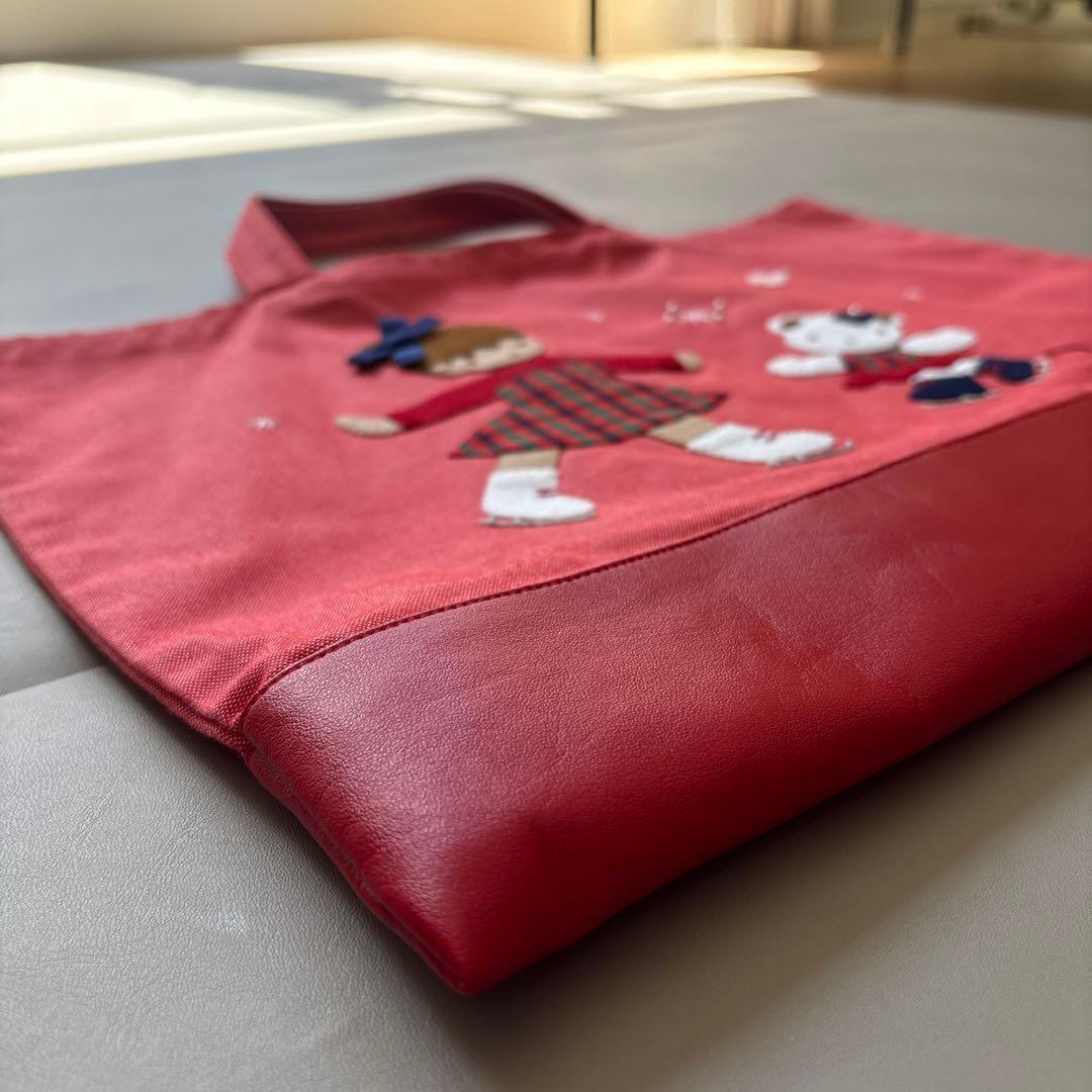 【極美品】familiarデニムバック/レッスンバック　レッド