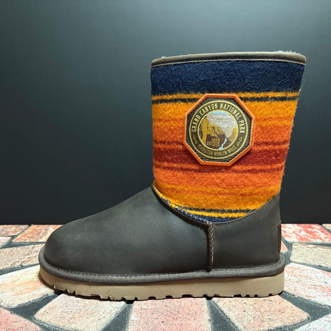 【試着のみ】アグ　× ペンドルトン　コラボ 本革　ウール　ワッペン　24.0cm