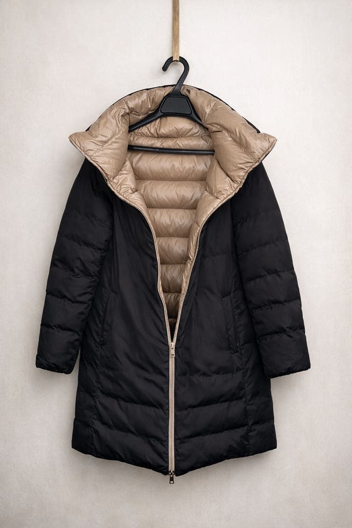 HERNO 44 リバーシブルダウンコート ベージュブラック ダウン95%