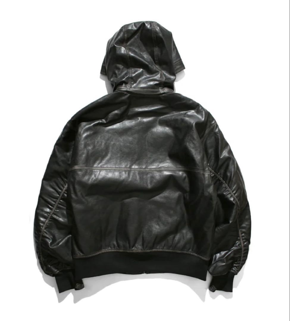 【完売品】アンチミッド レザージャケットM フード取り外し可