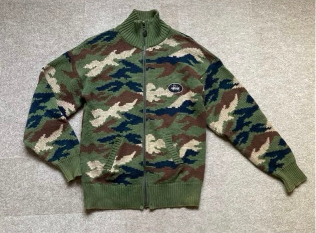 90's STUSSY オールド ステューシー カウチン ニット セーター カモ
