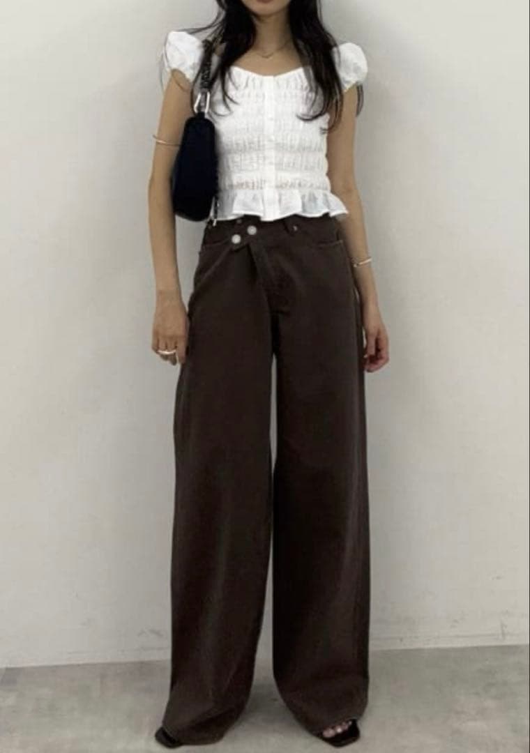 新作【moussy】 cross chino wide straight