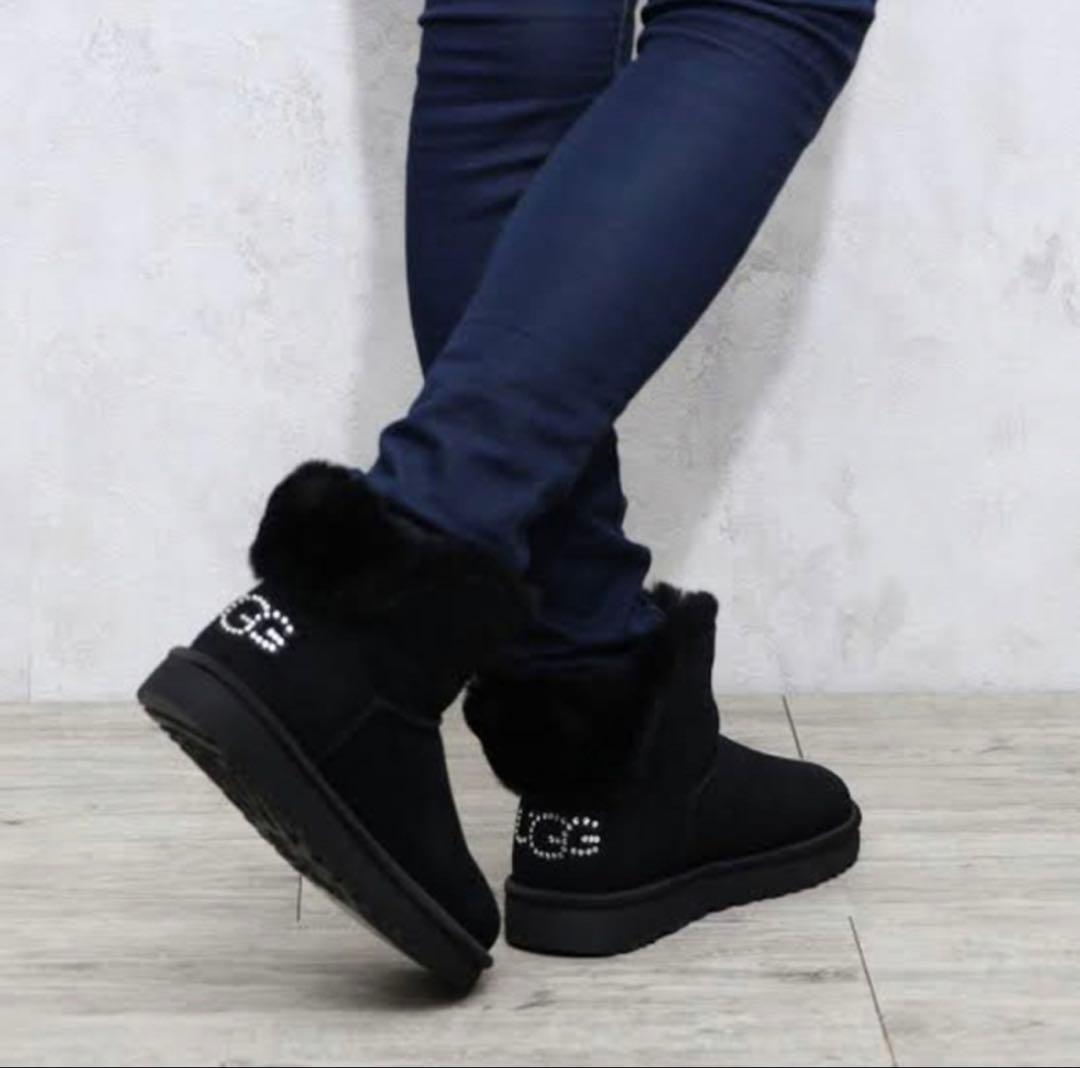 【美品】UGG ムートンブーツ ラインストーン ブラック