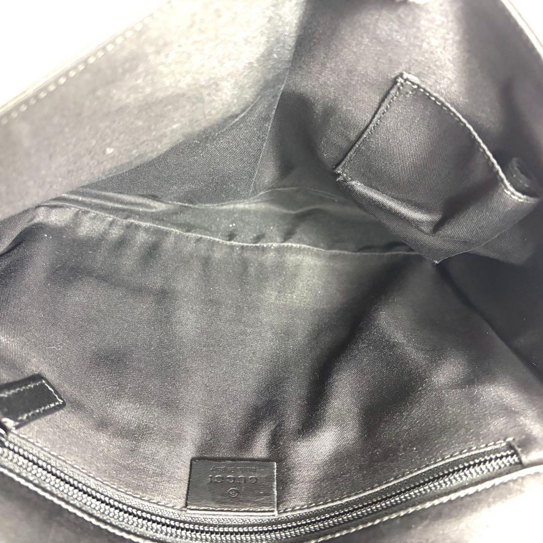 レア✨グッチ メッセンジャーバッグ シマ レザー ブラック GG柄　A4PC可