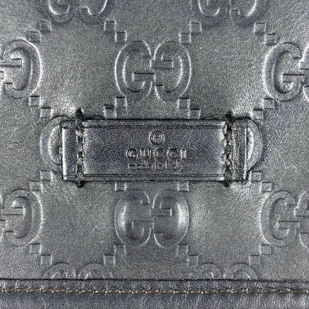 レア✨グッチ メッセンジャーバッグ シマ レザー ブラック GG柄　A4PC可