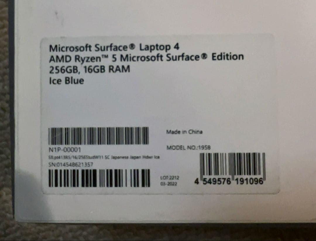 Windowsノート本体 Surface laptop 4 Ryzen 5 16GB