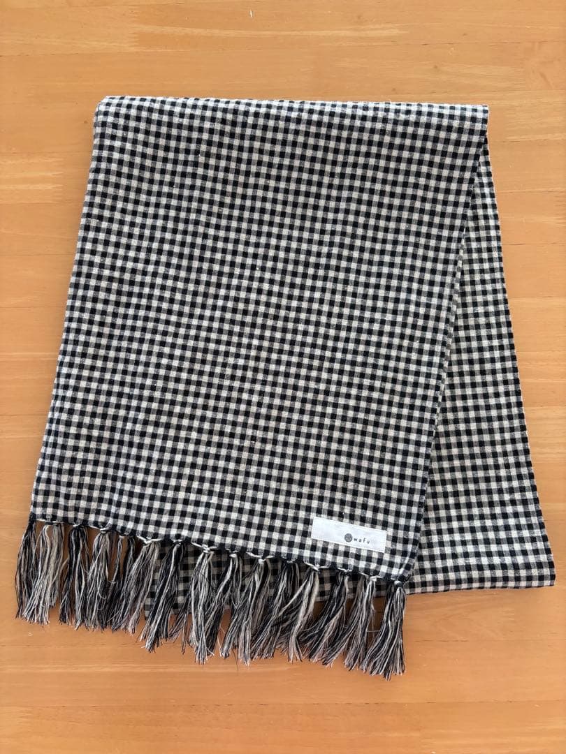 【1/31まで限定価格】wafu リネン ギンガムチェック ストール マフラー