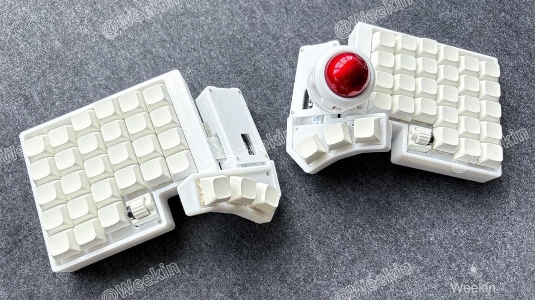 角度調整可能 自作分割キーボード ロータリーノブ2箇所 人間工学 トラックボール