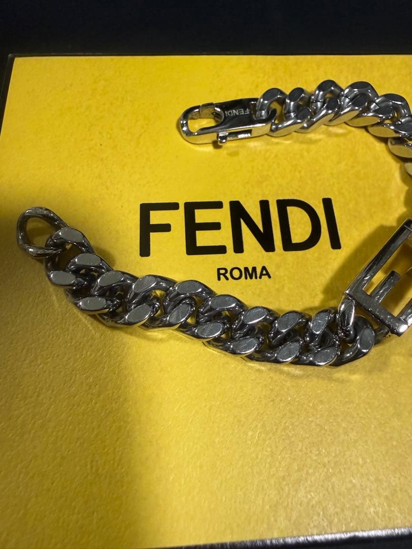 【美品】フェンディ　チェーン　ブレスレット　喜平　FF シルバー　ロゴ刻印
