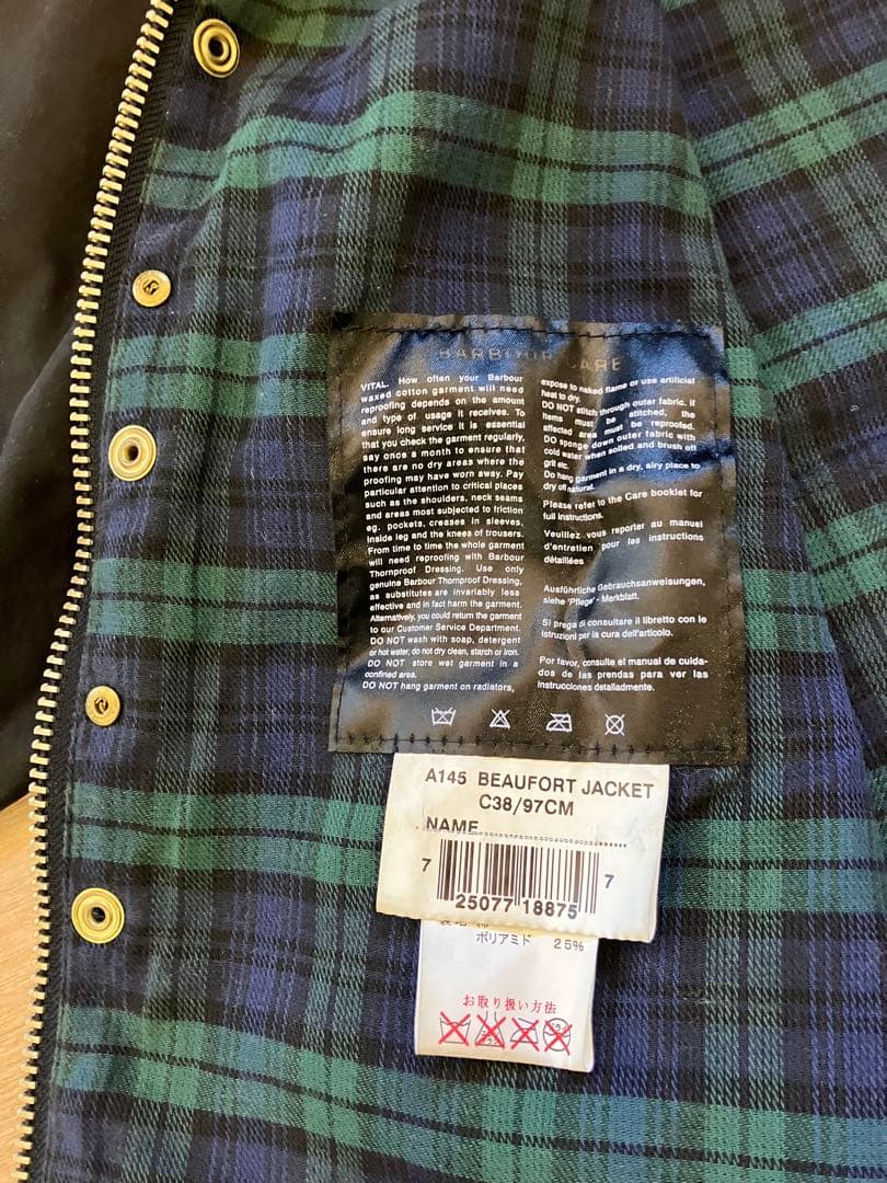Barbour Beaufort（A145 バブアービューフォート黒C38/97