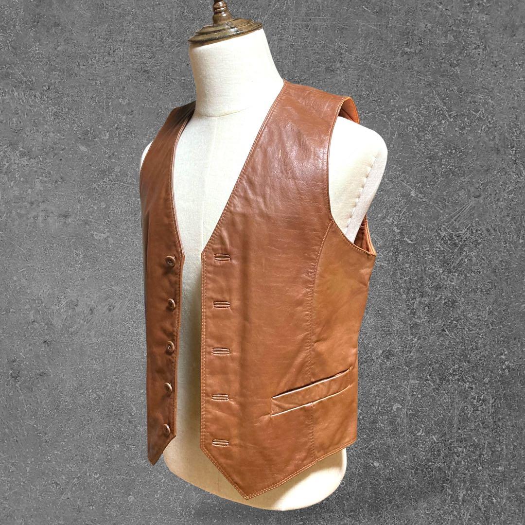 わと Vintage Vest ウイルソンズ レザー革ベストブラウンM