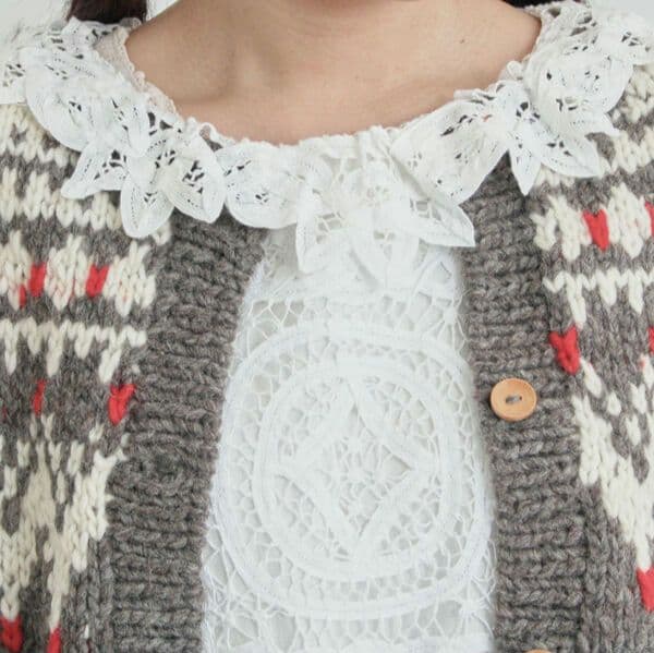 タグ付き ツハルバイサマンサモスモス ペルーニット カーディガンチャコールグレー