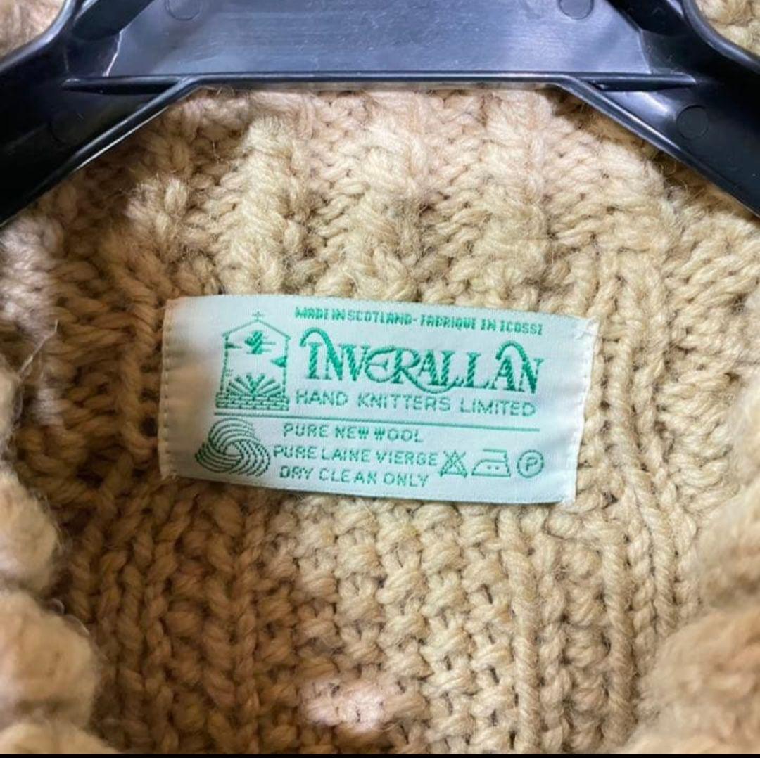 INVERALLAN 3A CARDIGAN アイボリー（ベージュ系）緑タグ
