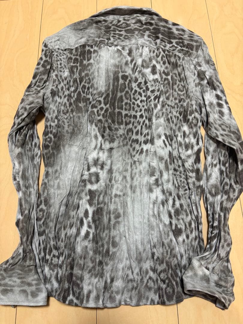 TORNADO MART シワ加工 レオパード ストレッチシアーシャツ　y2k